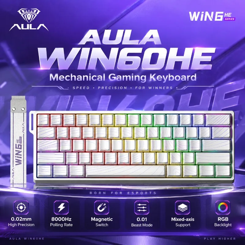 Hall Effect Magnetic Switch Keyboard - AULA WIN60HE Magnetische Tastatur, 60 Prozent,