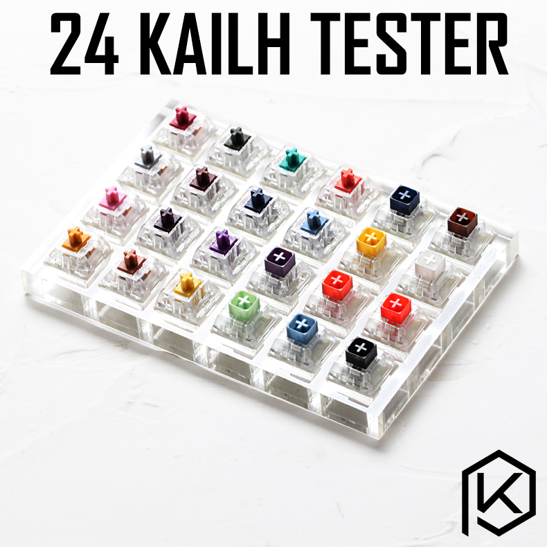 Switch Tester Mechanical 24 Keys - 24-Schalter-Tester mit Acrylbasis, leere Tastenkappen für
